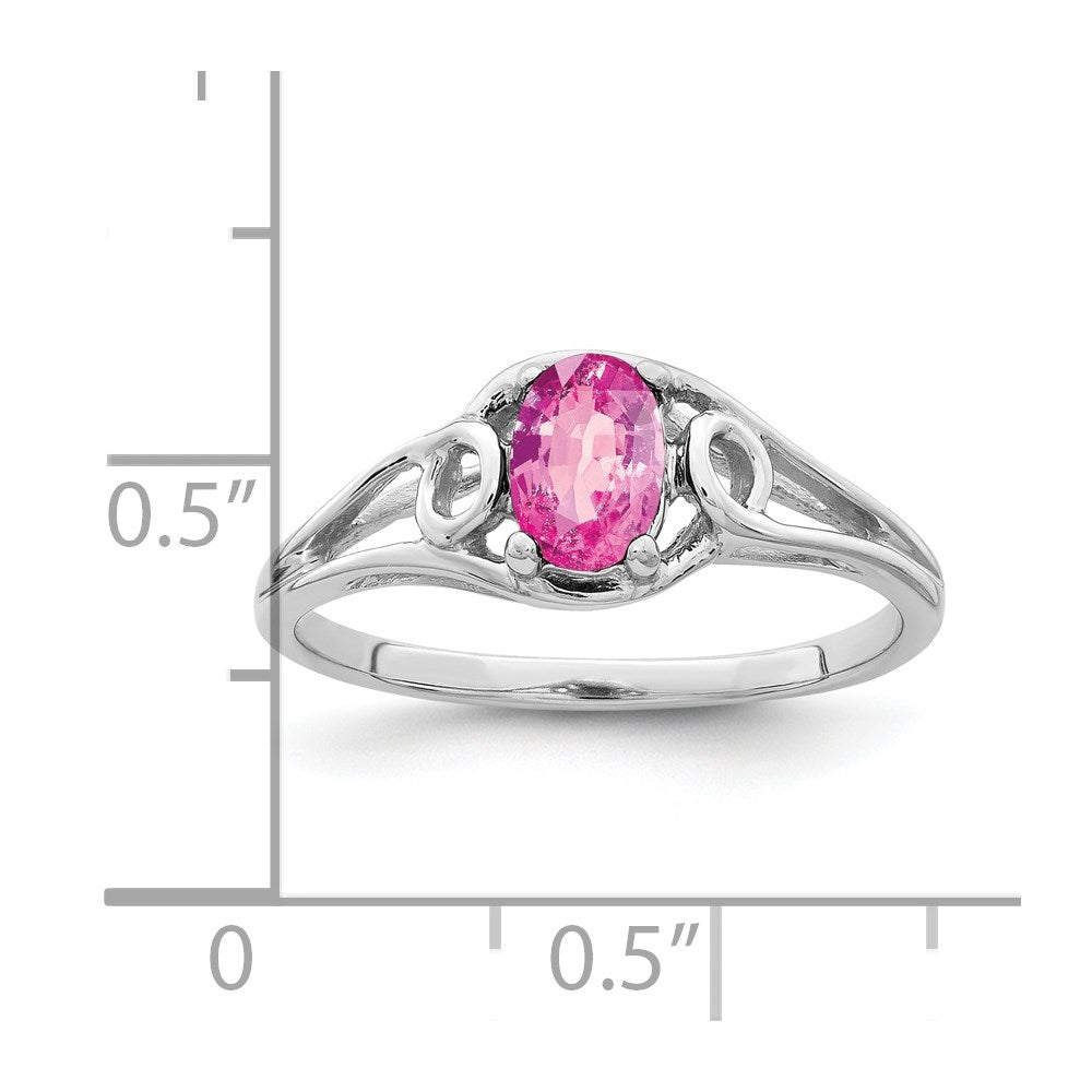 14k White Gold 7x Oval Pink Sapphire ring