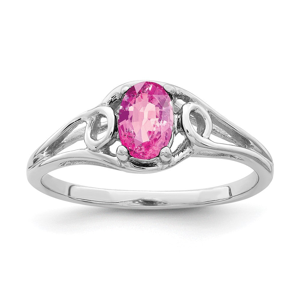 14k White Gold 7x Oval Pink Sapphire ring