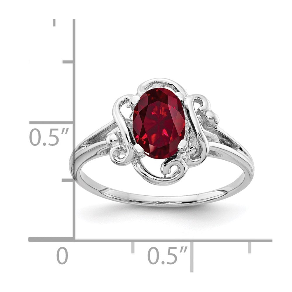 14k White Gold 7x Oval Lab-Created Ruby Ring