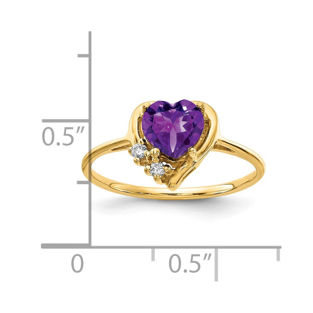 14k Heart Amethyst and AAA Diamond Ring