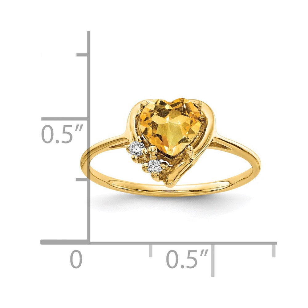 14k Heart Citrine AA Diamond ring