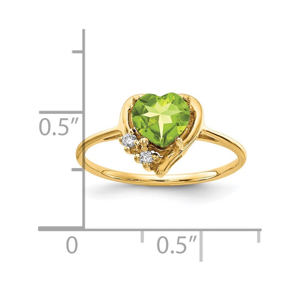 14k Heart Peridot and AAA Diamond Ring