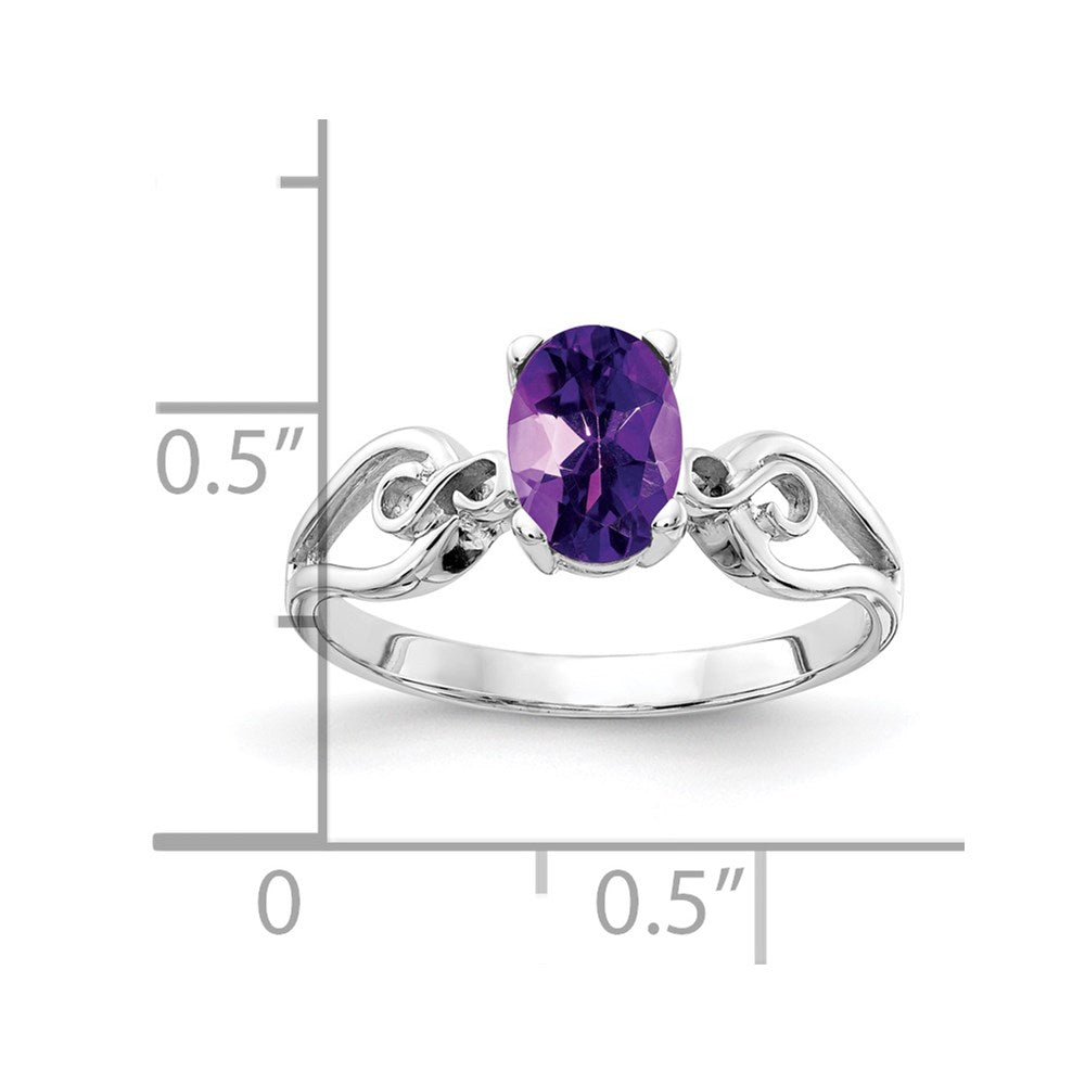 14k White Gold 8x Oval Amethyst ring