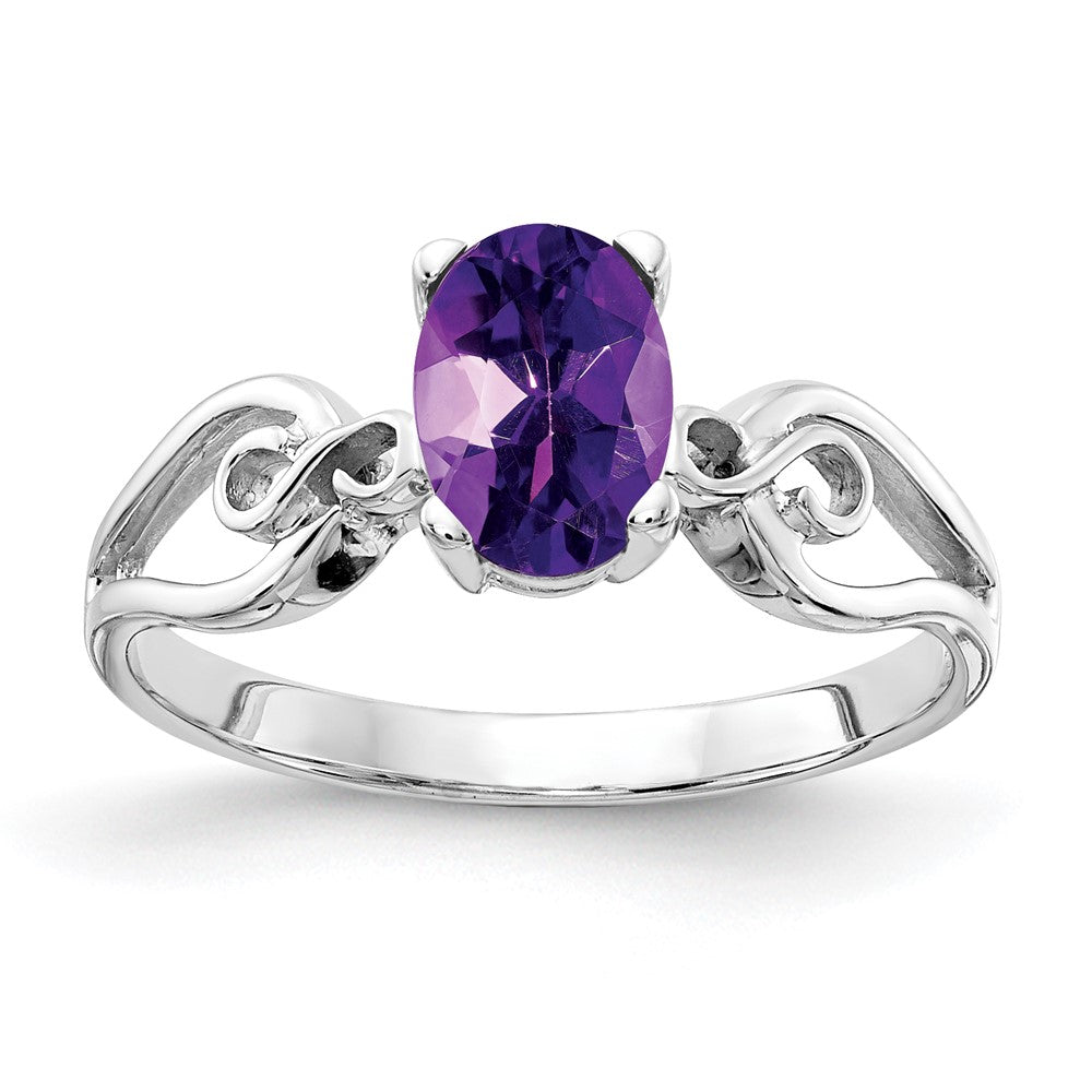 14k White Gold 8x Oval Amethyst ring