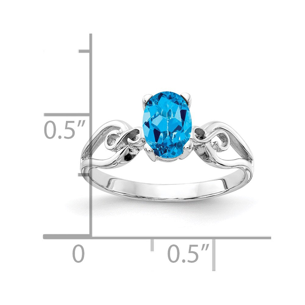 14k White Gold 8x Oval Blue Topaz ring