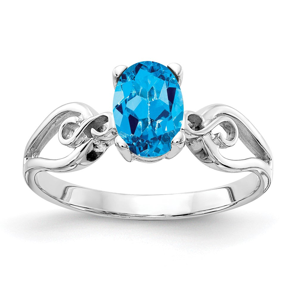 14k White Gold 8x Oval Blue Topaz ring