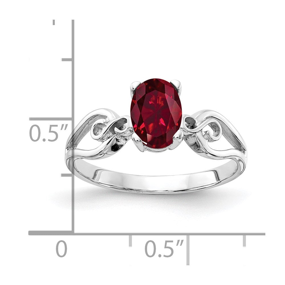 14k White Gold 8x Oval Created Ruby ring