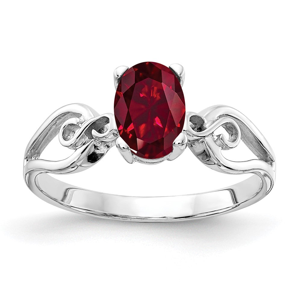 14k White Gold 8x Oval Created Ruby ring