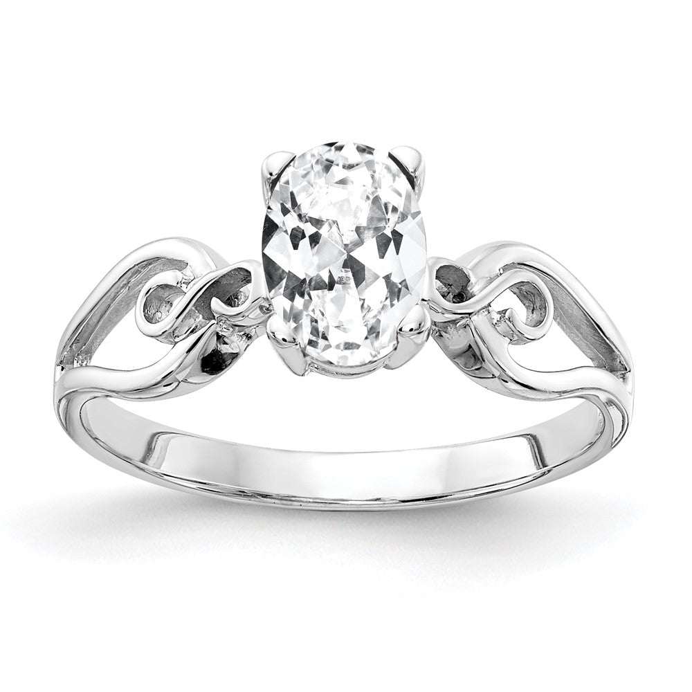 14k White Gold 8x Oval Cubic Zirconia ring