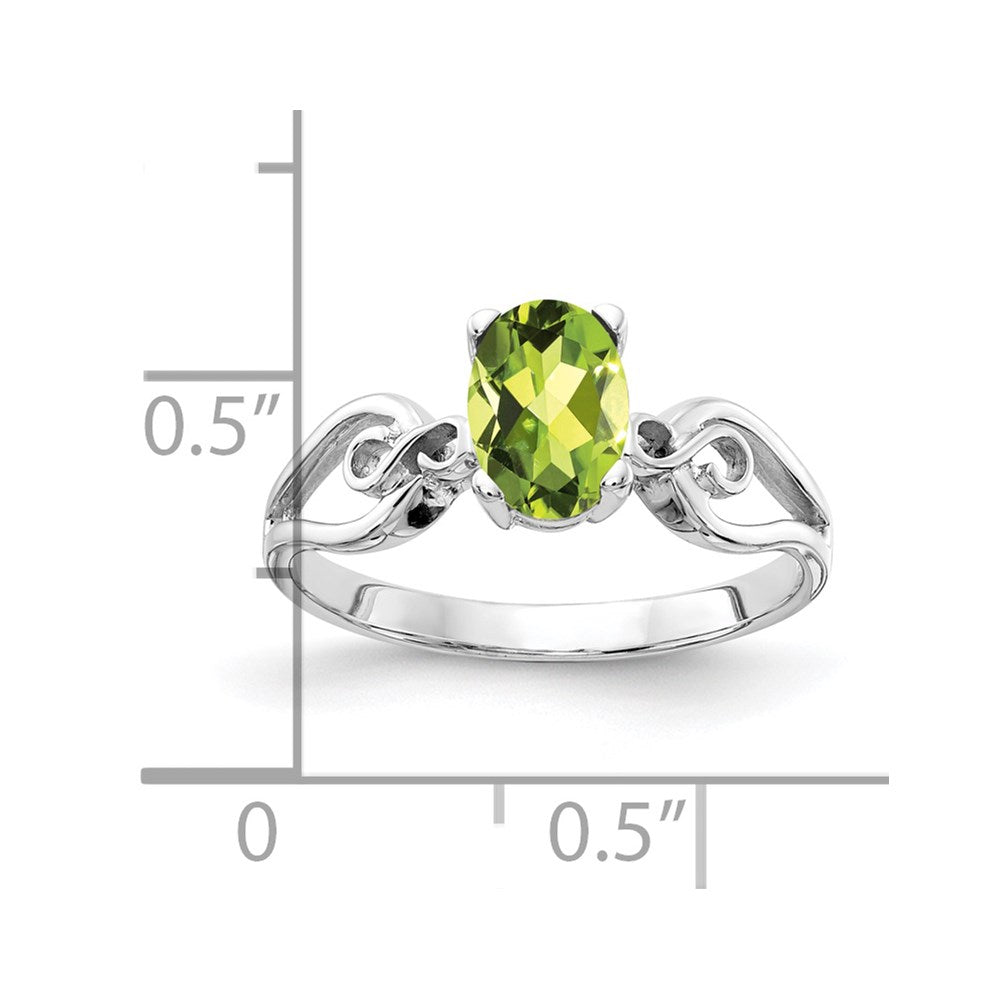 14k White Gold 8x Oval Peridot ring