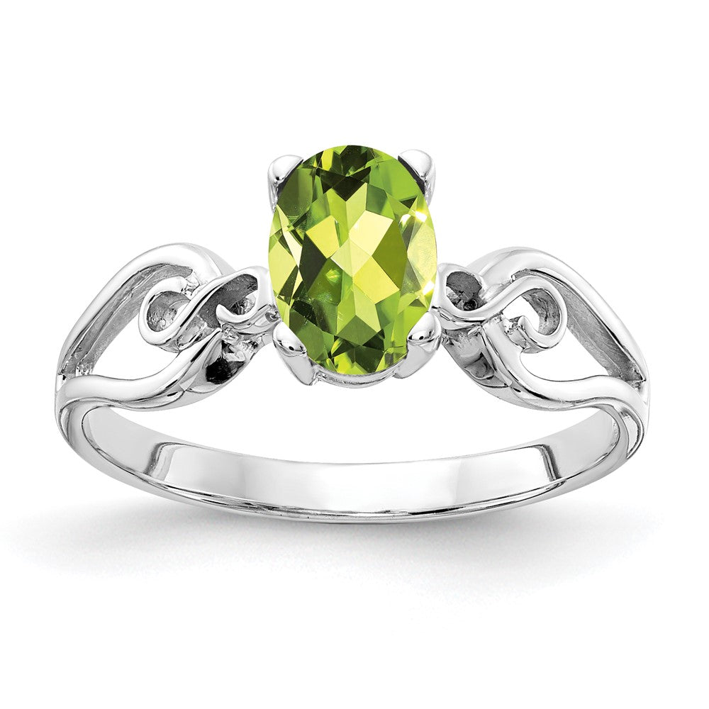 14k White Gold 8x Oval Peridot ring