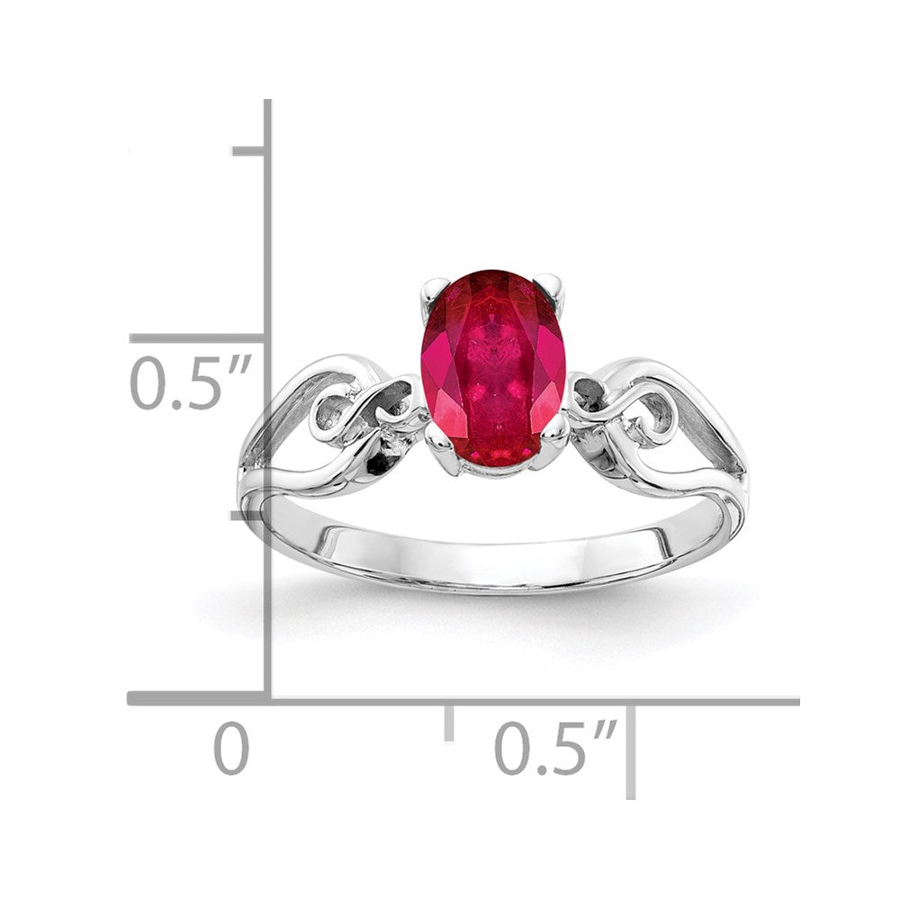 14k White Gold 8x Oval Ruby ring