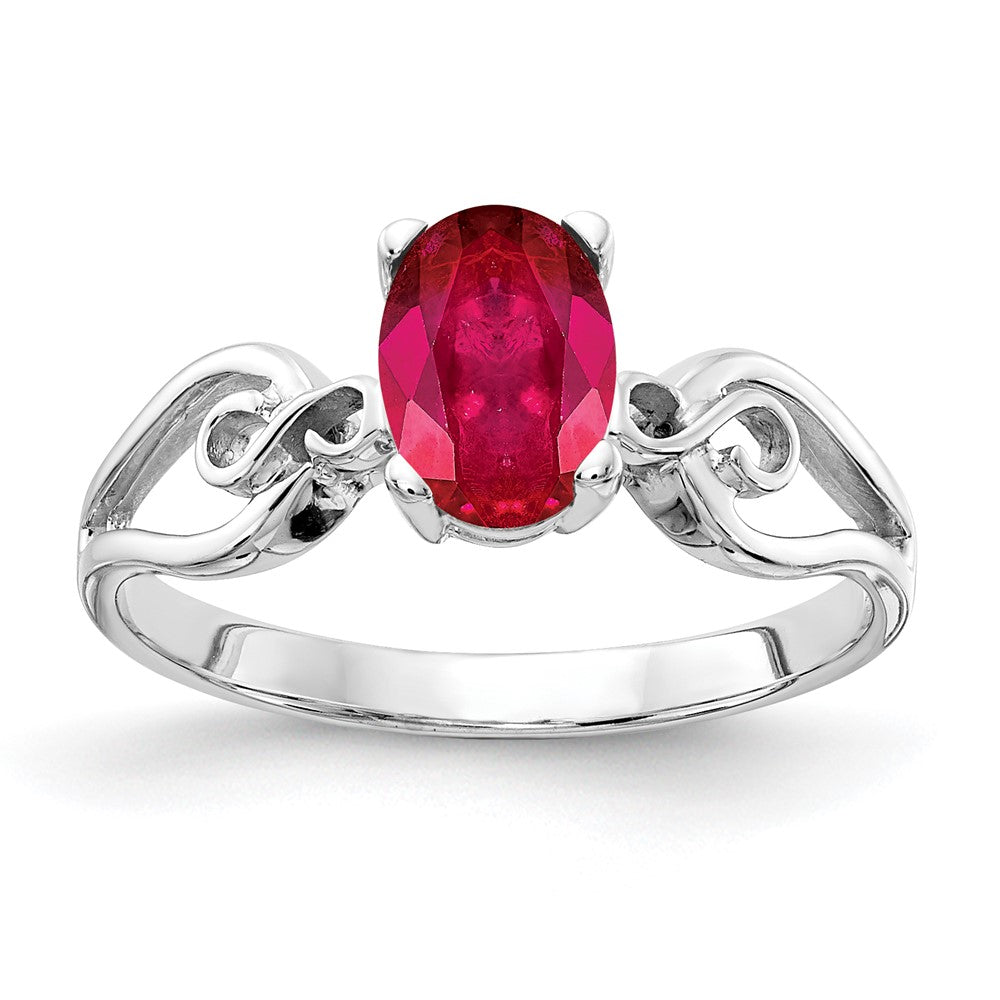 14k White Gold 8x Oval Ruby ring