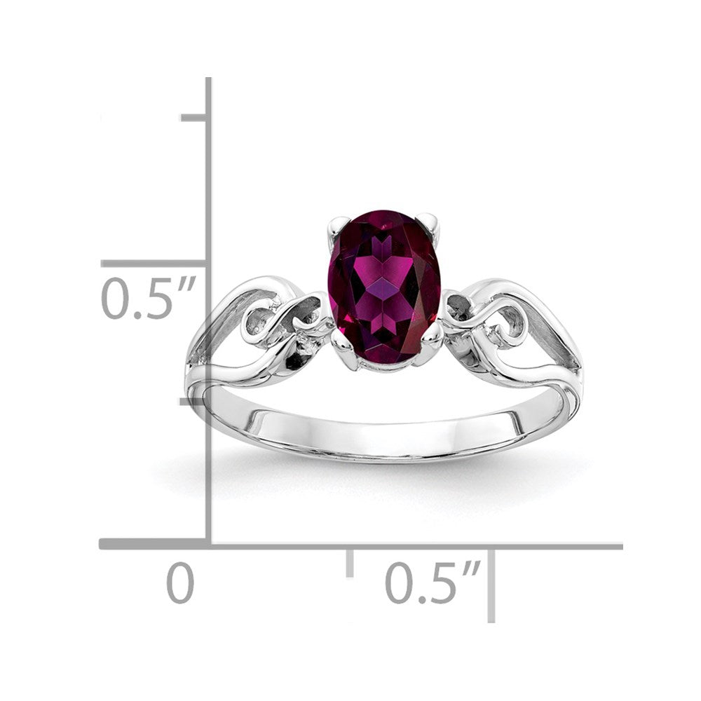 14k White Gold 8x Oval Rhodolite Garnet ring