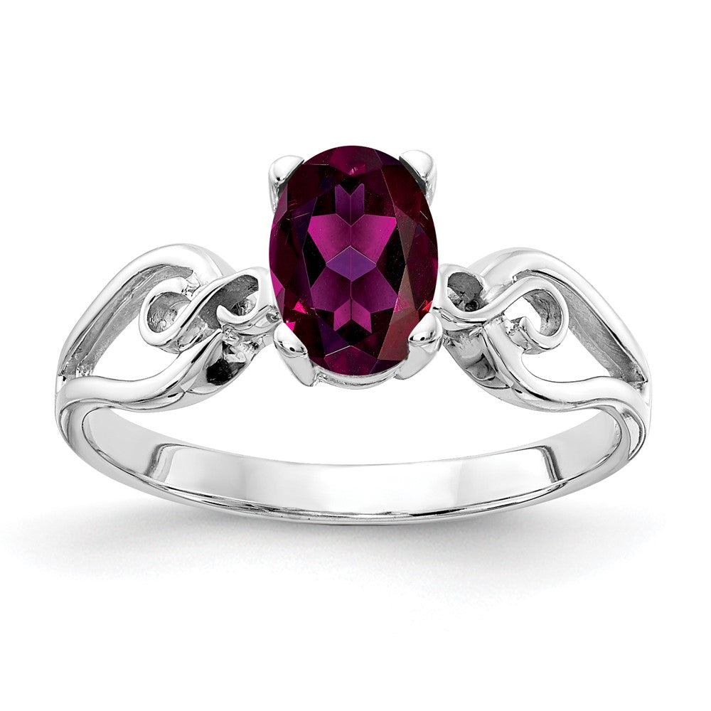 14k White Gold 8x Oval Rhodolite Garnet ring