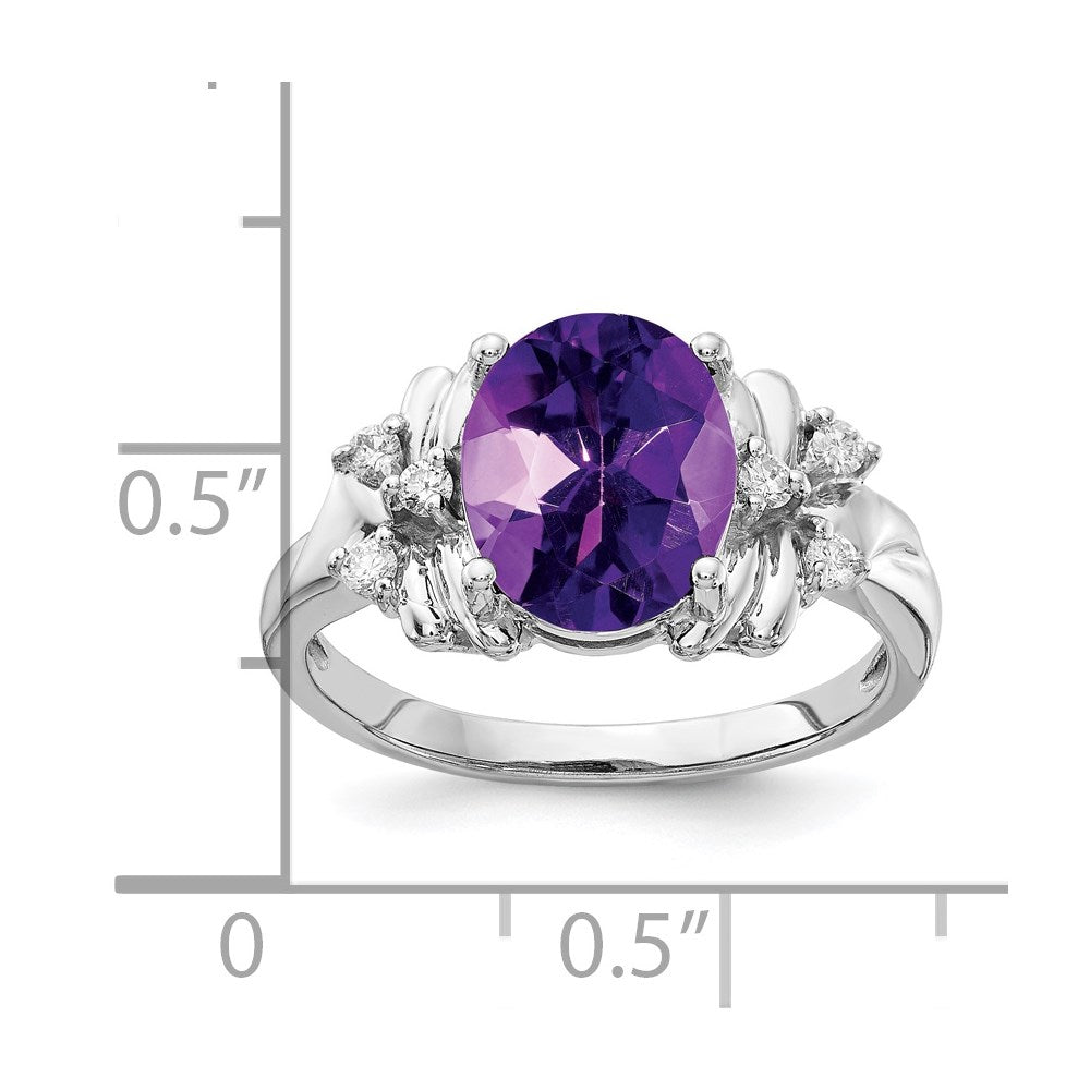 14k White Gold 10x Oval Amethyst A Diamond ring