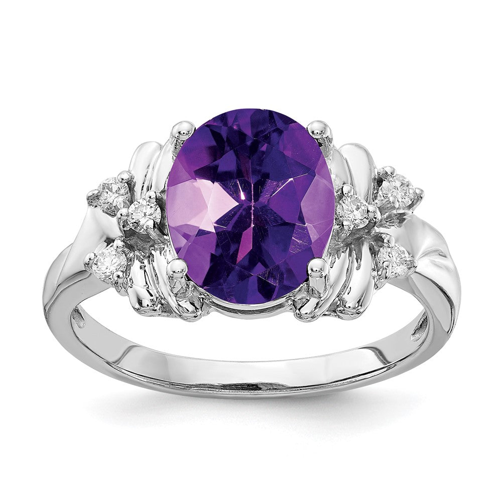 14k White Gold 10x Oval Amethyst A Diamond ring