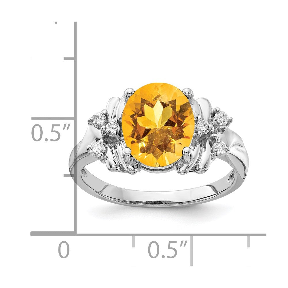 14k White Gold 10x Oval Citrine A Diamond ring