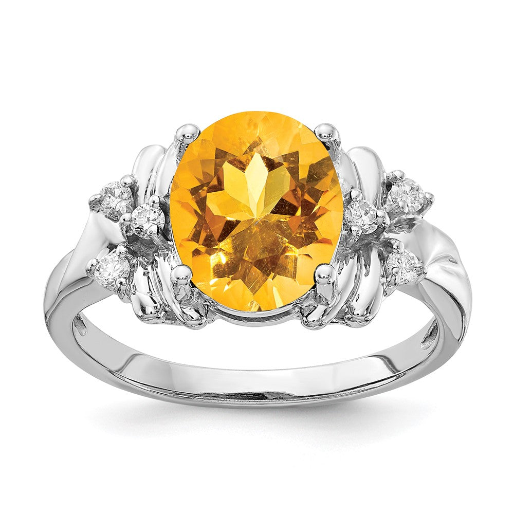 14k White Gold 10x Oval Citrine A Diamond ring