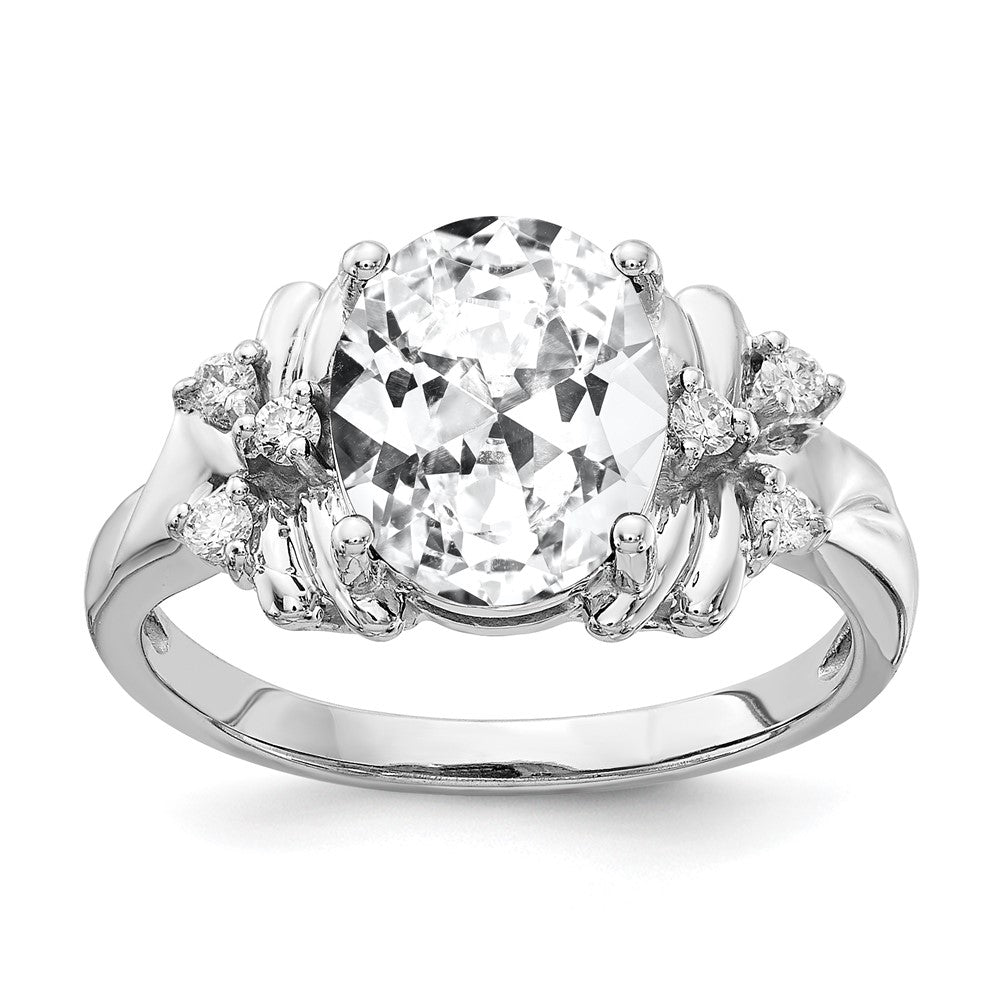 14k White Gold 10x Oval Cubic Zirconia A Diamond Ring