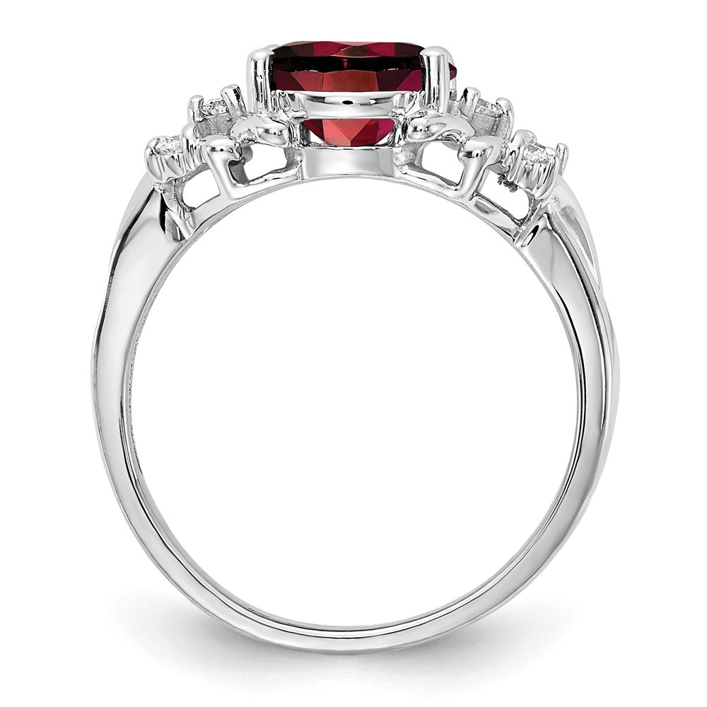 14k White Gold 10x Oval Garnet A Diamond ring