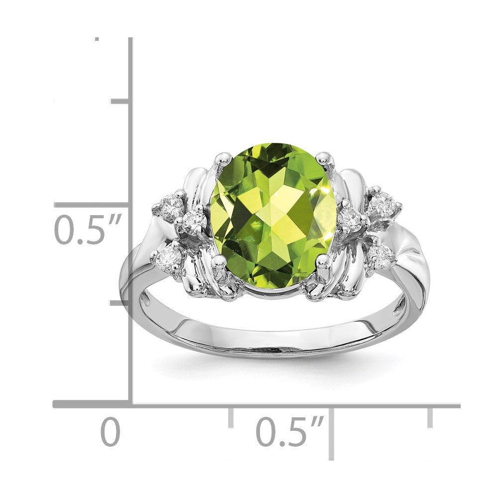 14k White Gold 10x Oval Peridot A Diamond ring