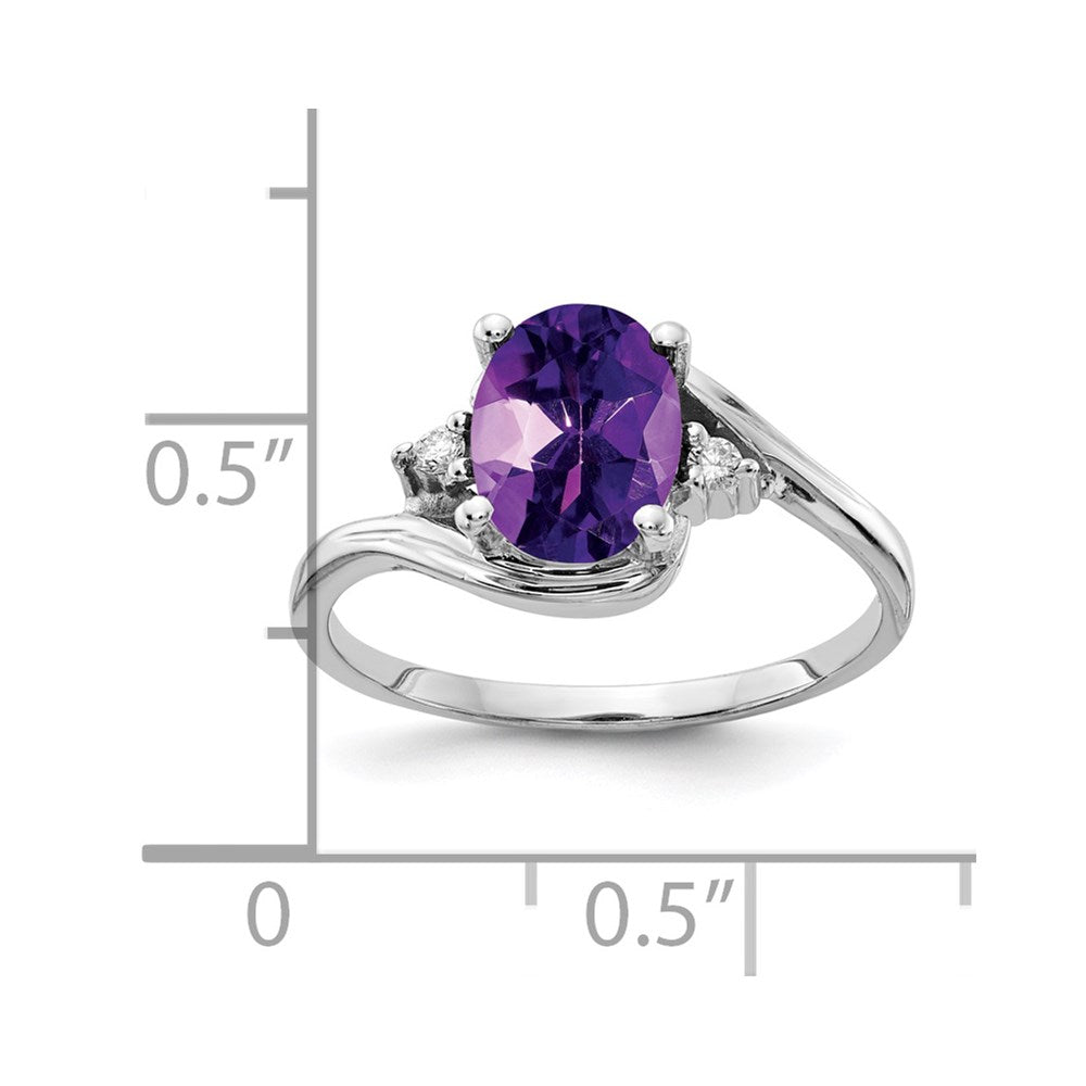 14k White Gold 8x Oval Amethyst A Diamond ring