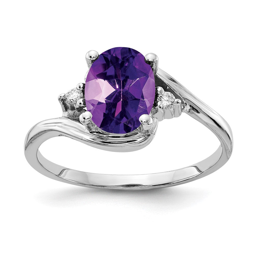 14k White Gold 8x Oval Amethyst VS Diamond ring