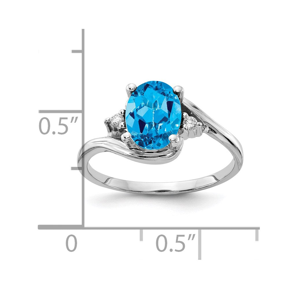 14k White Gold 8x Oval Blue Topaz AAA Diamond ring