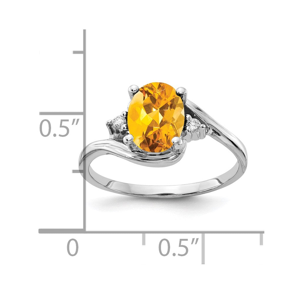 14k White Gold 8x Oval Citrine AA Diamond ring