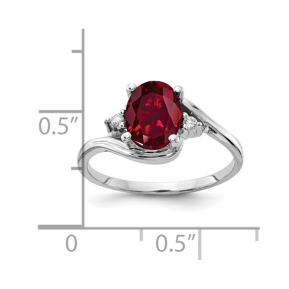 14k White Gold 8x Oval Created Ruby A Diamond ring