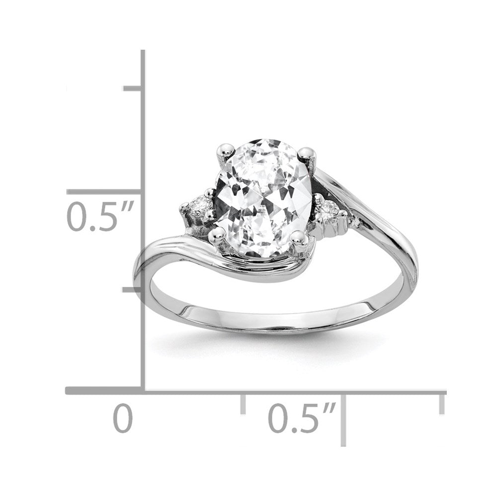 14k White Gold 8x Oval Cubic Zirconia VS Diamond Ring