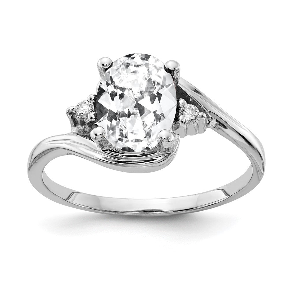 14k White Gold 8x Oval Cubic Zirconia A Diamond Ring