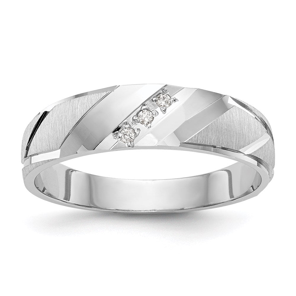 14k White Gold AA Quality Trio Mens Wedding Band