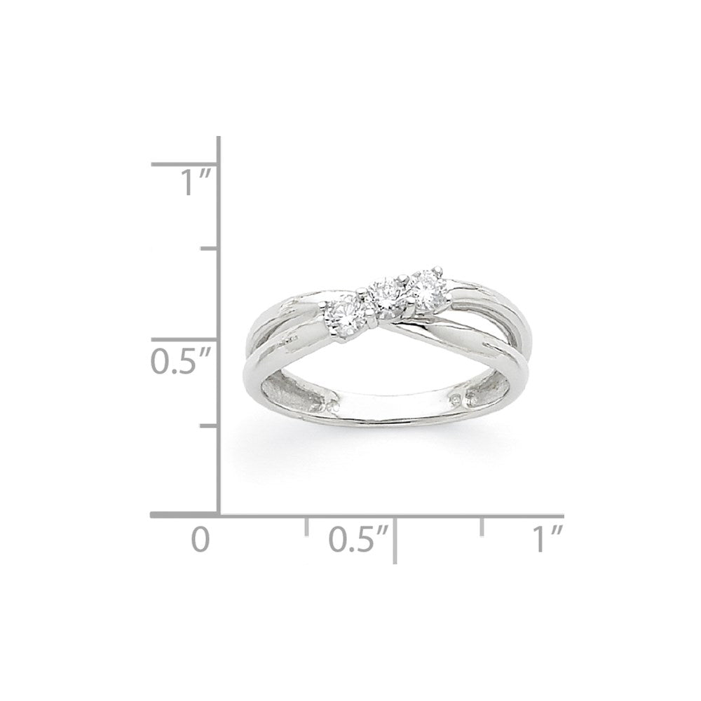 14k White Gold VS Diamond three stone ring