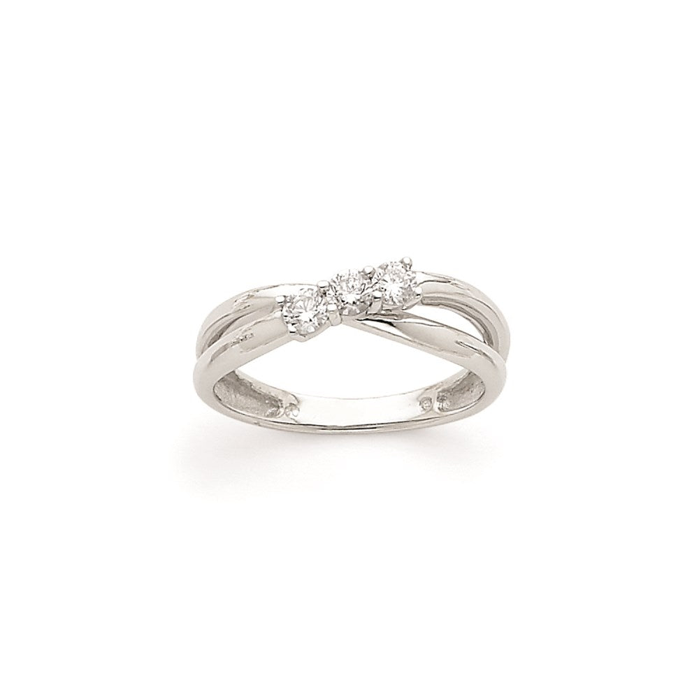 14k White Gold VS Diamond three stone ring