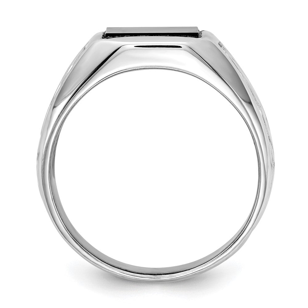 IB Goodman 14k White Gold Square Onyx Mens Ring