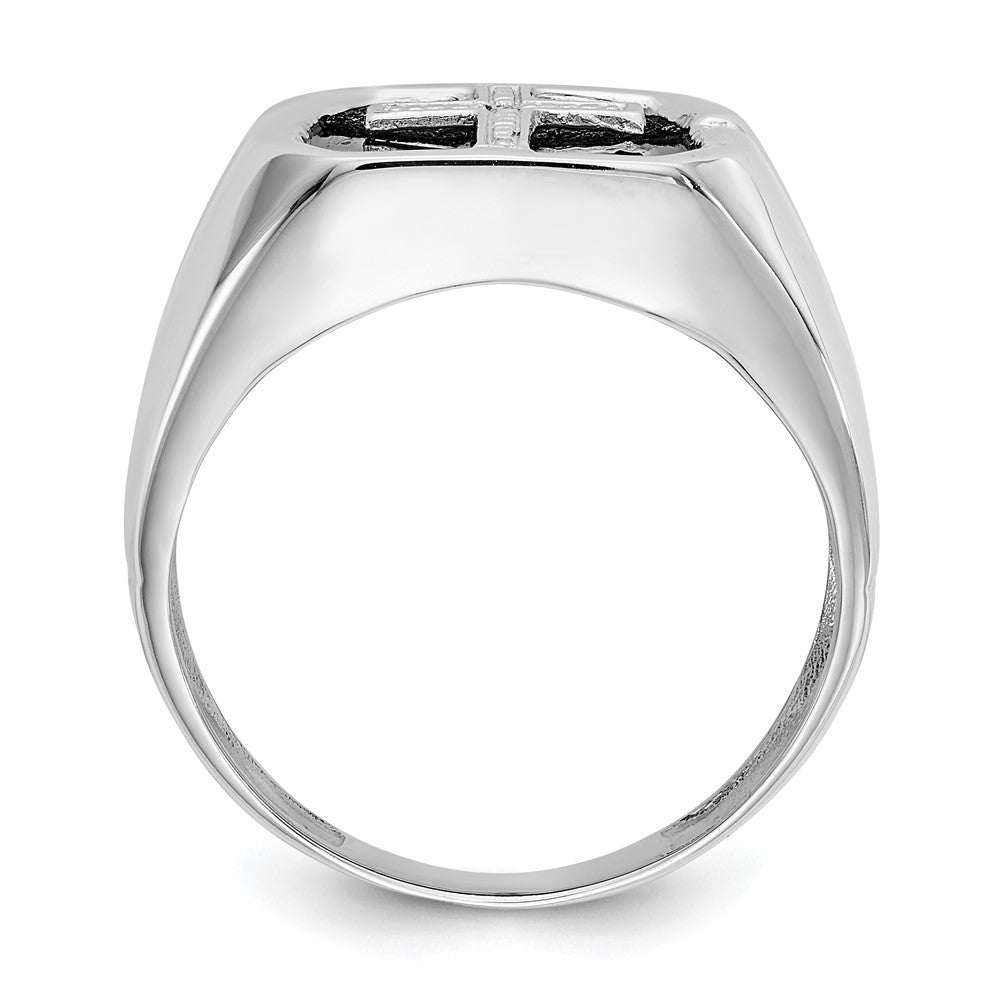 IB Goodman 14k White Gold Octagon Onyx and AAA Diamond Mens Cross Ring