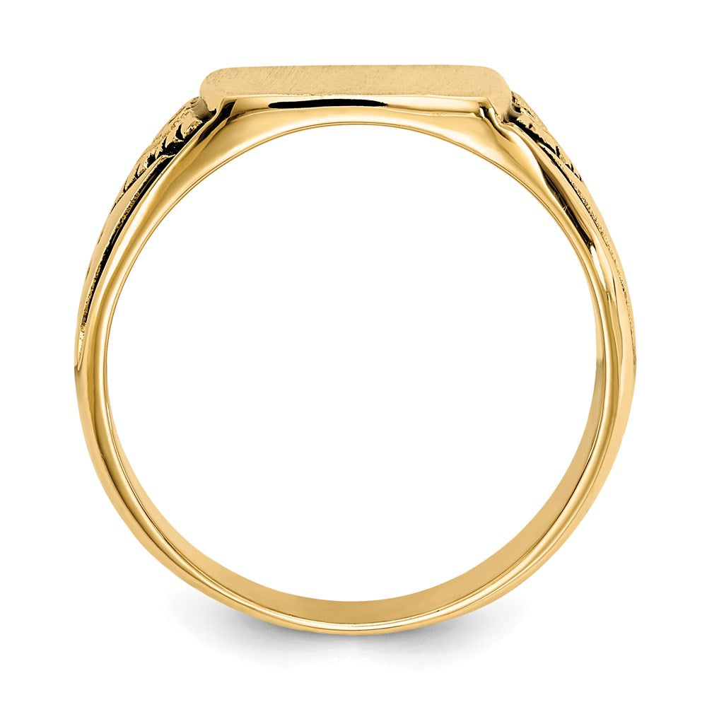 14k 11.5x Square Closed Back Antiqued Signet Ring