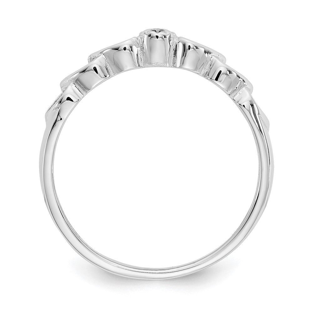14k White Gold AA Diamond Hearts Ring