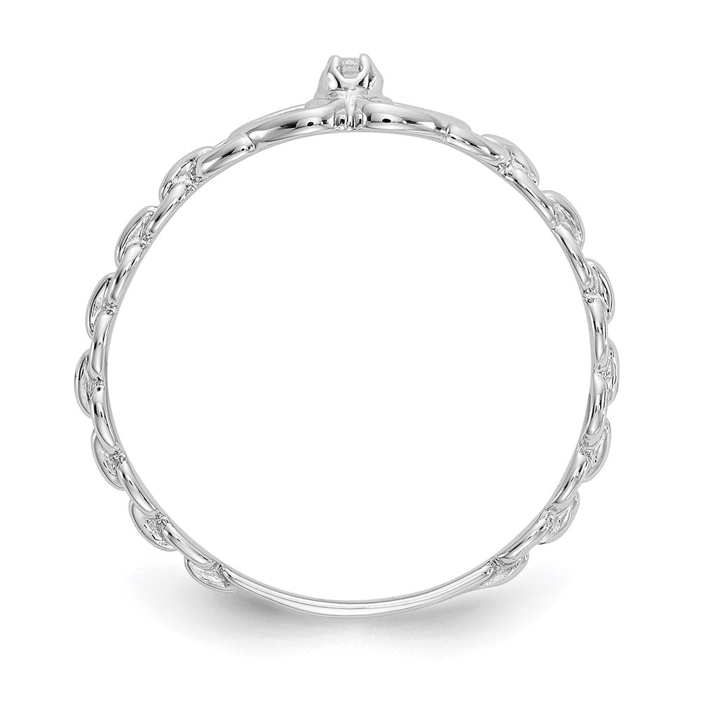 14k White Gold AA Diamond Heart Ring