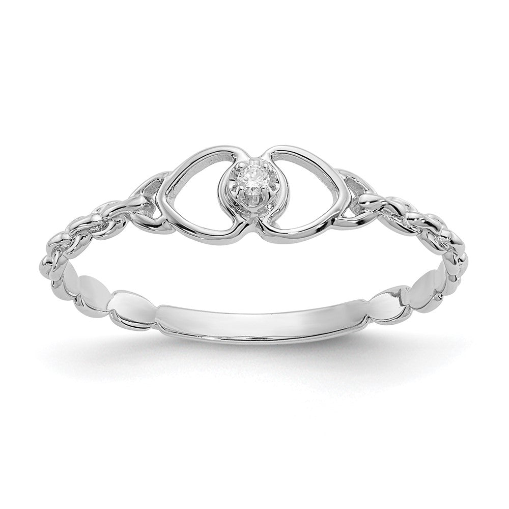 14k White Gold AA Diamond Heart Ring