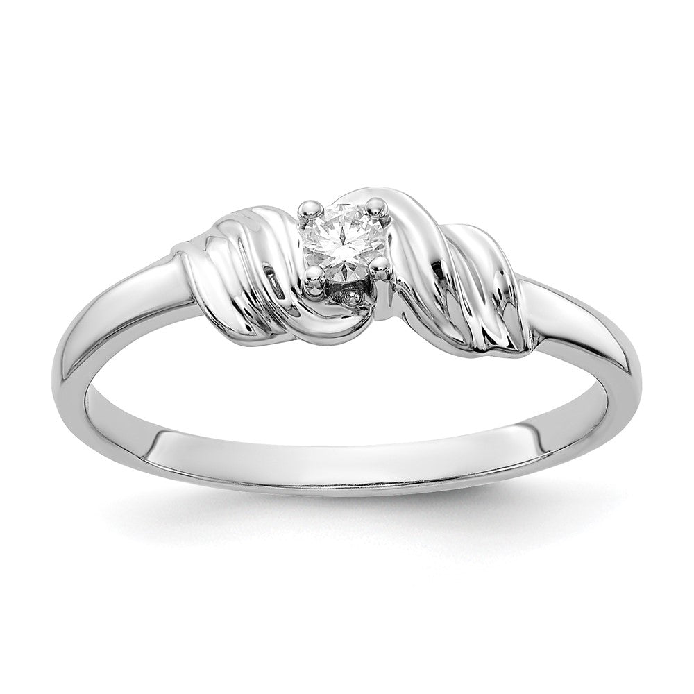 14k White Gold 1/15 carat AA Diamond Twist Ring