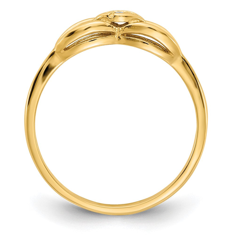 14k Polished AA Diamond Ring