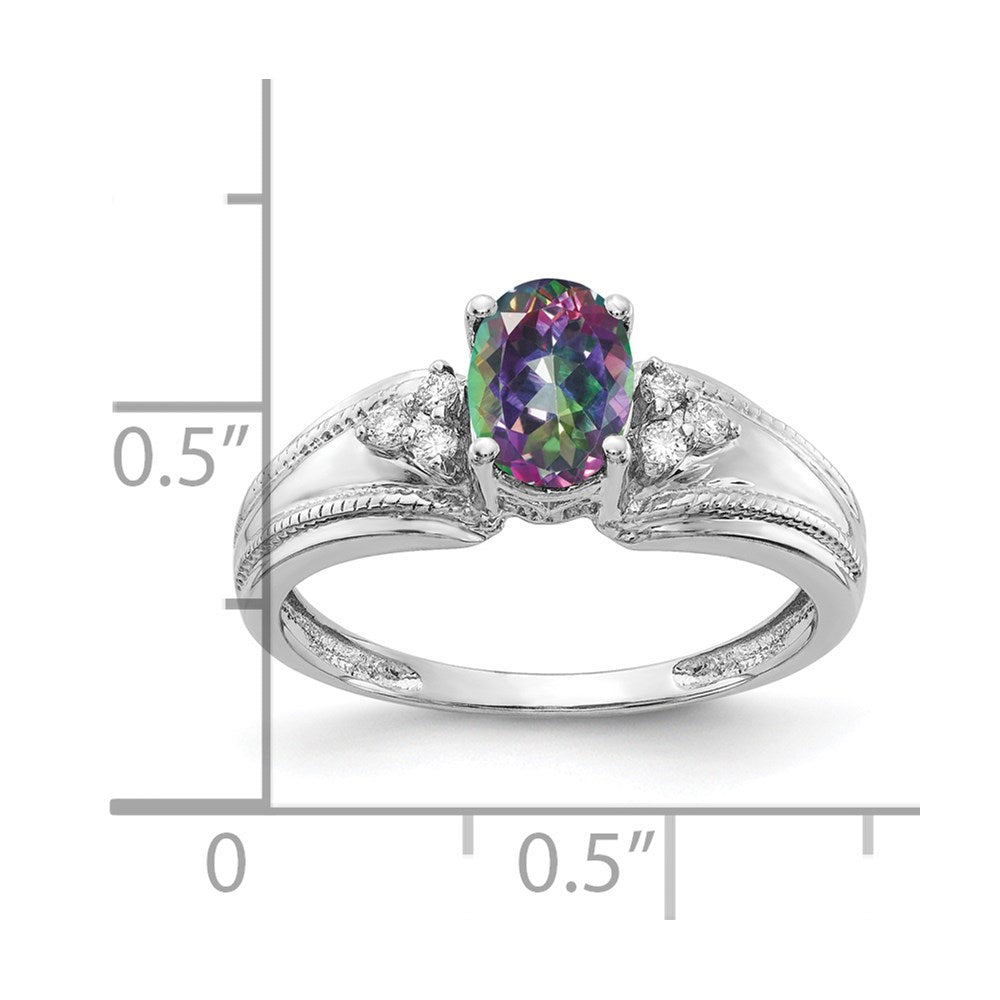 14k White Gold AA Diamond & Mystic Fire Topaz Ring