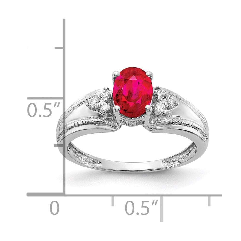 14k White Gold 7x Oval Ruby A Diamond ring