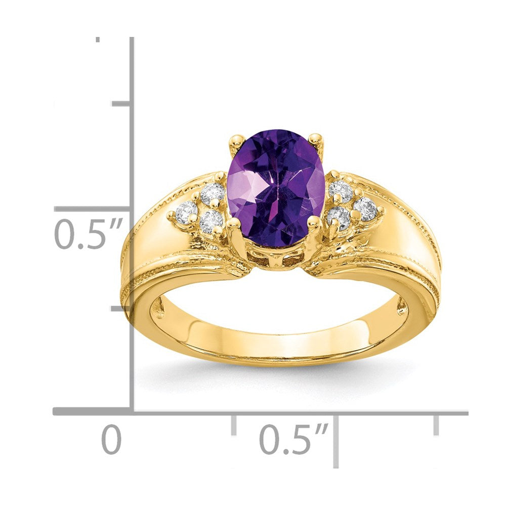 14k 8x Oval Amethyst A Diamond ring