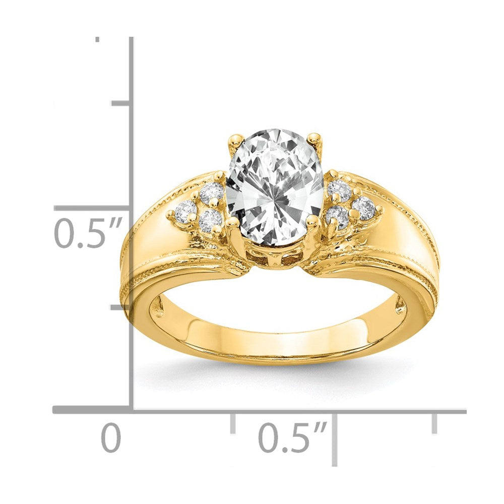 14k 8x Oval Cubic Zirconia A Diamond Ring