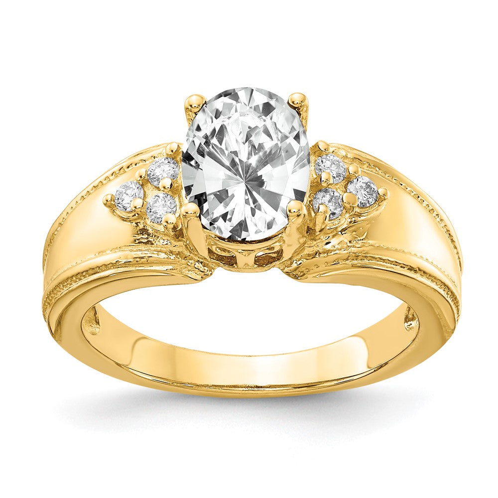 14k 8x Oval Cubic Zirconia A Diamond Ring