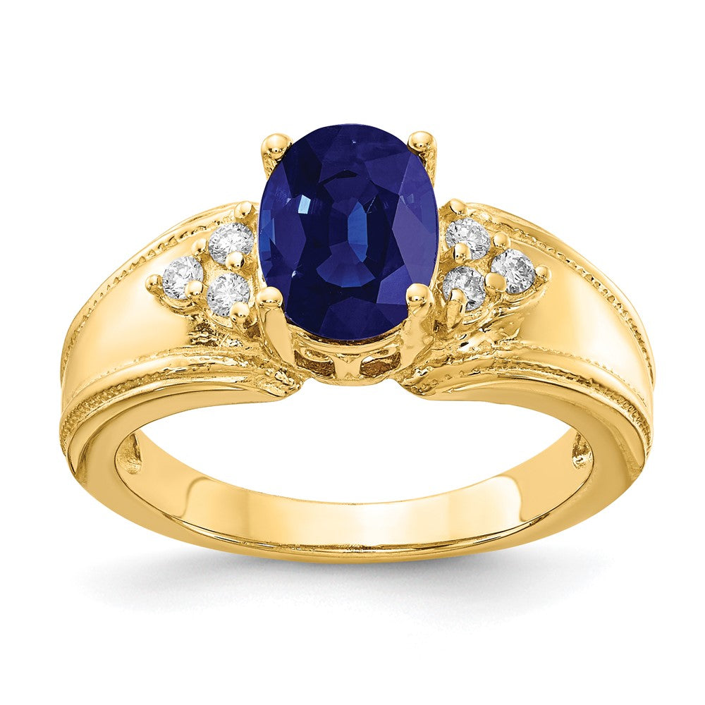 14k 8x Oval Sapphire A Diamond ring